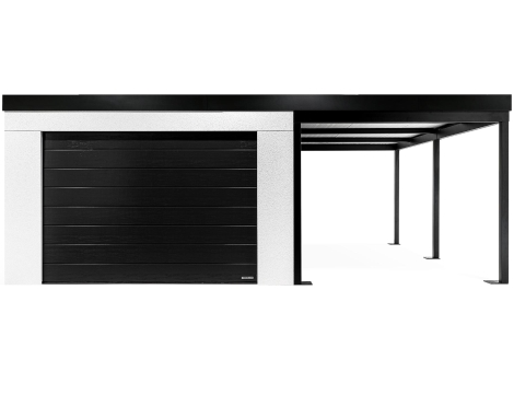 GARDEON® Garage mit Hörmann Garagentor, Fenster und Carport rechts